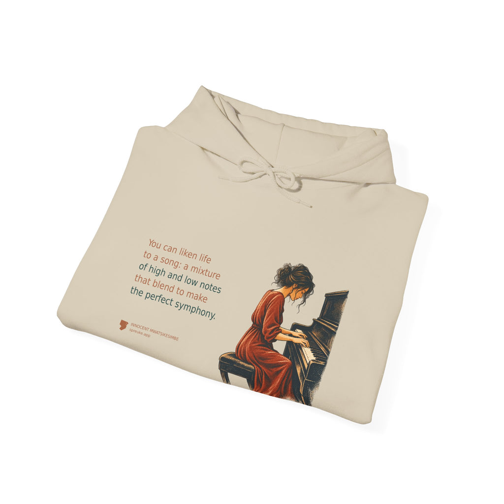 Folded Sand Life as a Song hoodie showing the printed design.